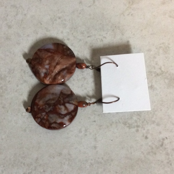 NWT brown marbled stone drop earrings - Picture 2 of 8